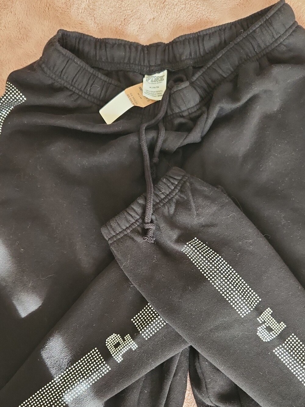 Victoria's Secret Black Rhinestone-Trim Joggers NWT